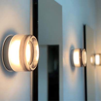 Elegante Aluminium-Wandleuchte mit Umgebungslicht – Moderne Minimalistische Wandleuchte in Rauchgrau, Weiß und Bernstein