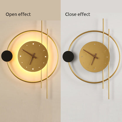 Garduru LED Wandlampe mit Uhr – Schwarz, Metall für Kinderzimmer