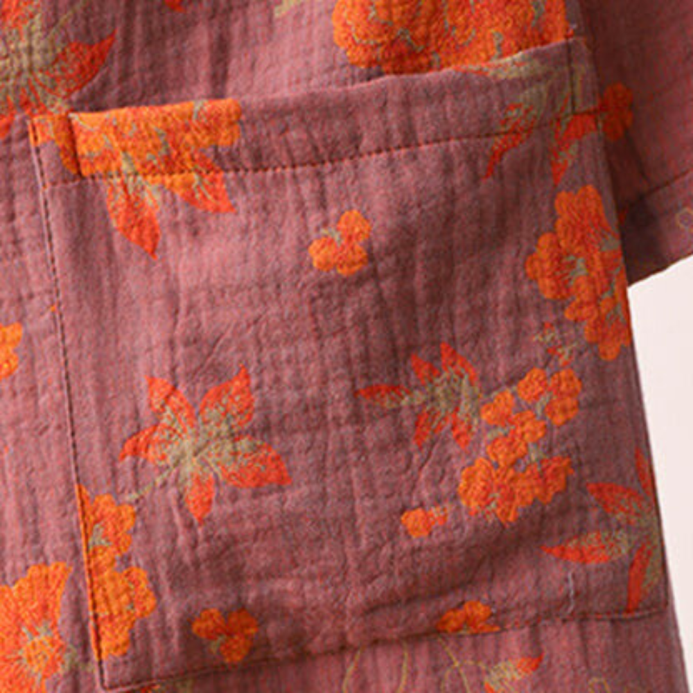 V-Ausschnitt Floral Jacquard Damenbademantel