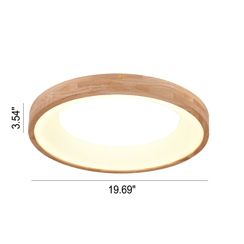 Garduru Holz LED Deckenleuchte | Minimalistisches Runddesign | Warmes Licht | Energiesparend