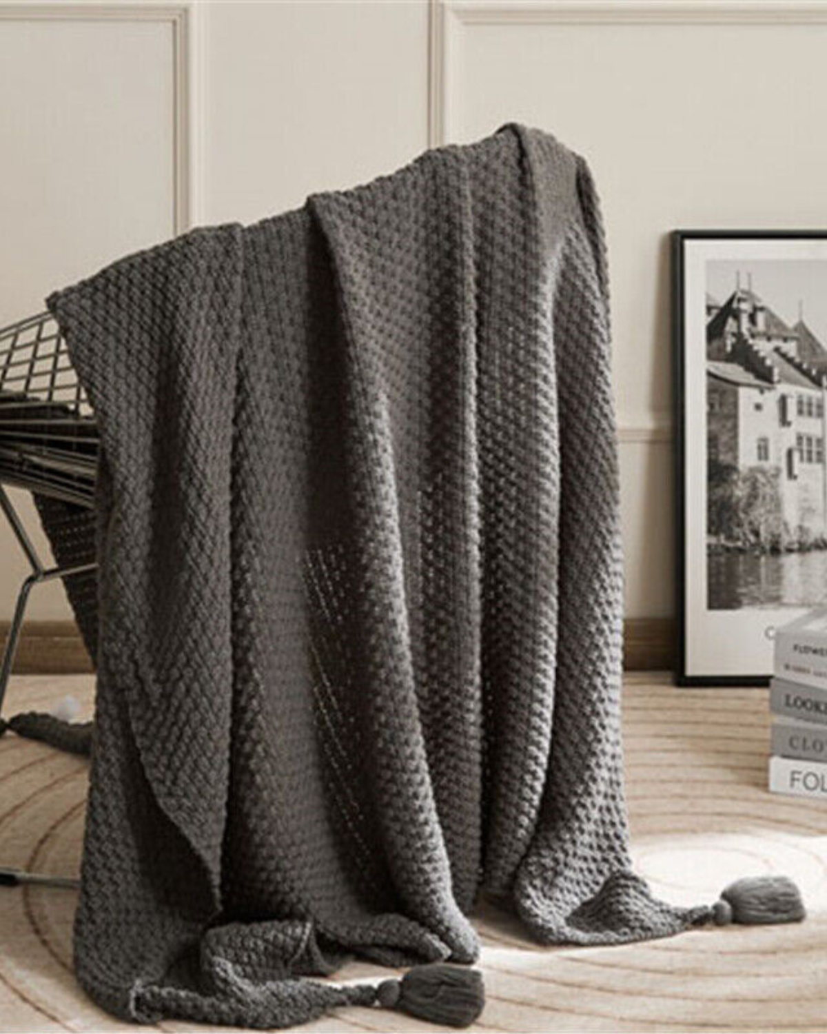 Rêve Maison – Luxuriöse Strickdecke mit subtilen Fransen Details