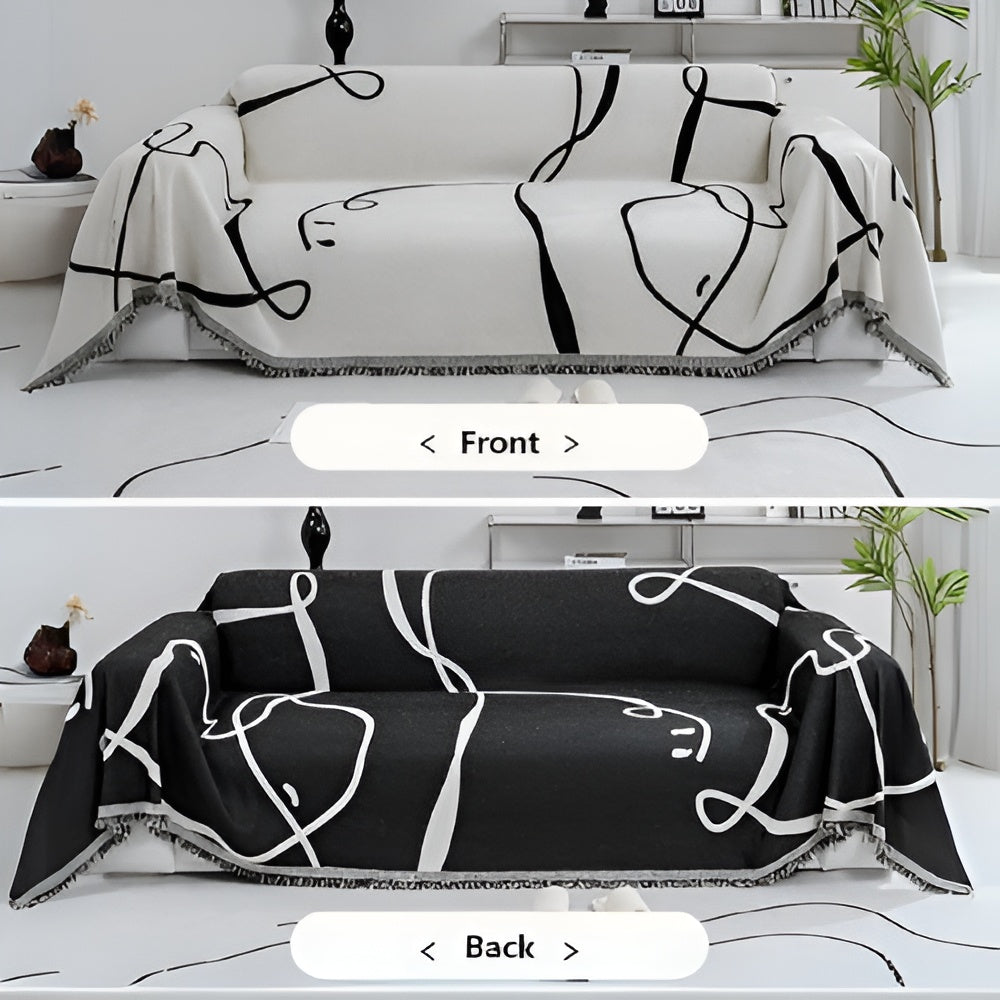 Abstract Line Wendbarer Chenille Sofaüberwurf