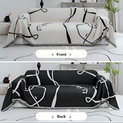 Abstract Line Wendbarer Chenille Sofaüberwurf