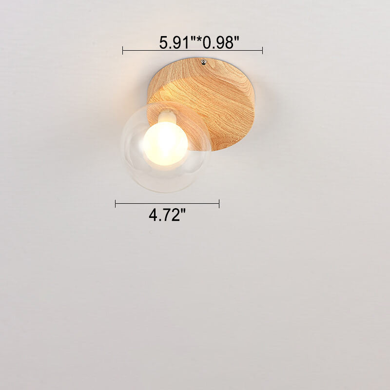 Garduru Minimalistische Deckenleuchte | Glas & Holzoptik | Semi-Flush-Mount | Japanisches Design