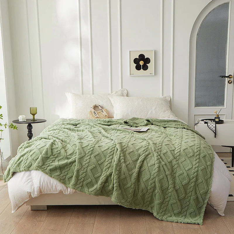 Doppelseitige Kuscheldecke aus Wolle