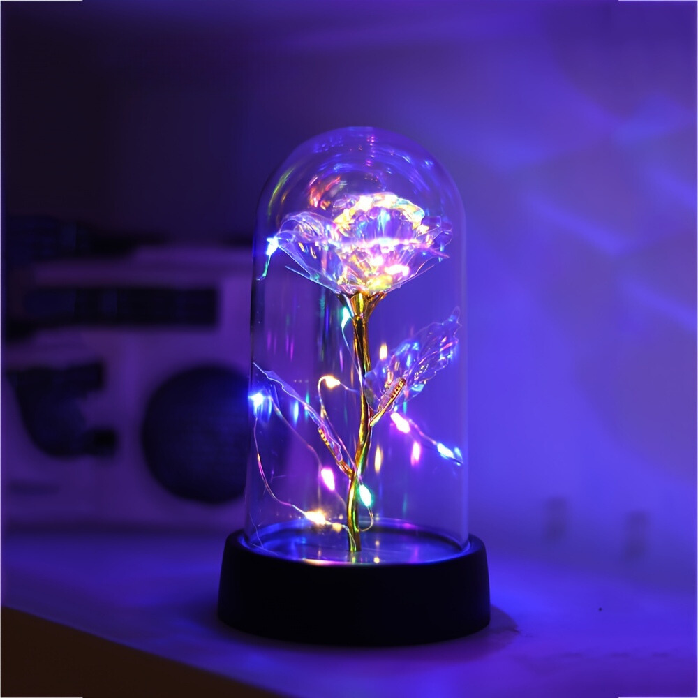 Garduru - Romantische Rosenblüten Lampe mit Lila Blume für Deko & Geschenk
