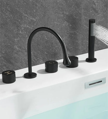 Luxus Messing Deckmontierter 5-Loch Badewannenwaschtischmischer Wasserhahn