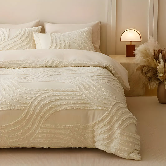 Garduru Duvet Set - 3pcs Luxus Streifen Schnitt Bettbezug