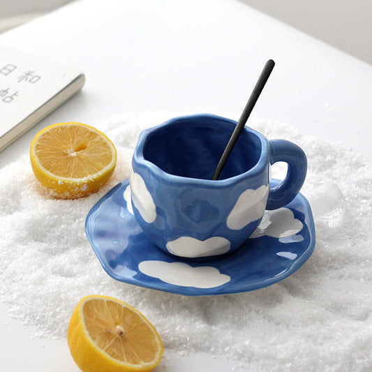 Porzellan Blau Himmel Kaffeetasse und Untertasse Set