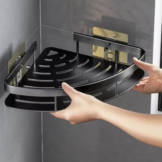 Garduru - Aluminium Badregal für Ecken, ohne Bohren, Platzsparend und Rostfrei