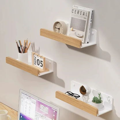 Wandmontierte Massivholz-Aluminium-Lagerregal Badezimmer Organizer Regal
