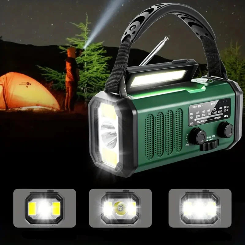 Solar-notfallradio Mit Powerbank – Kurbelradio Mit Led-taschenlampe Für Camping & Outdoor