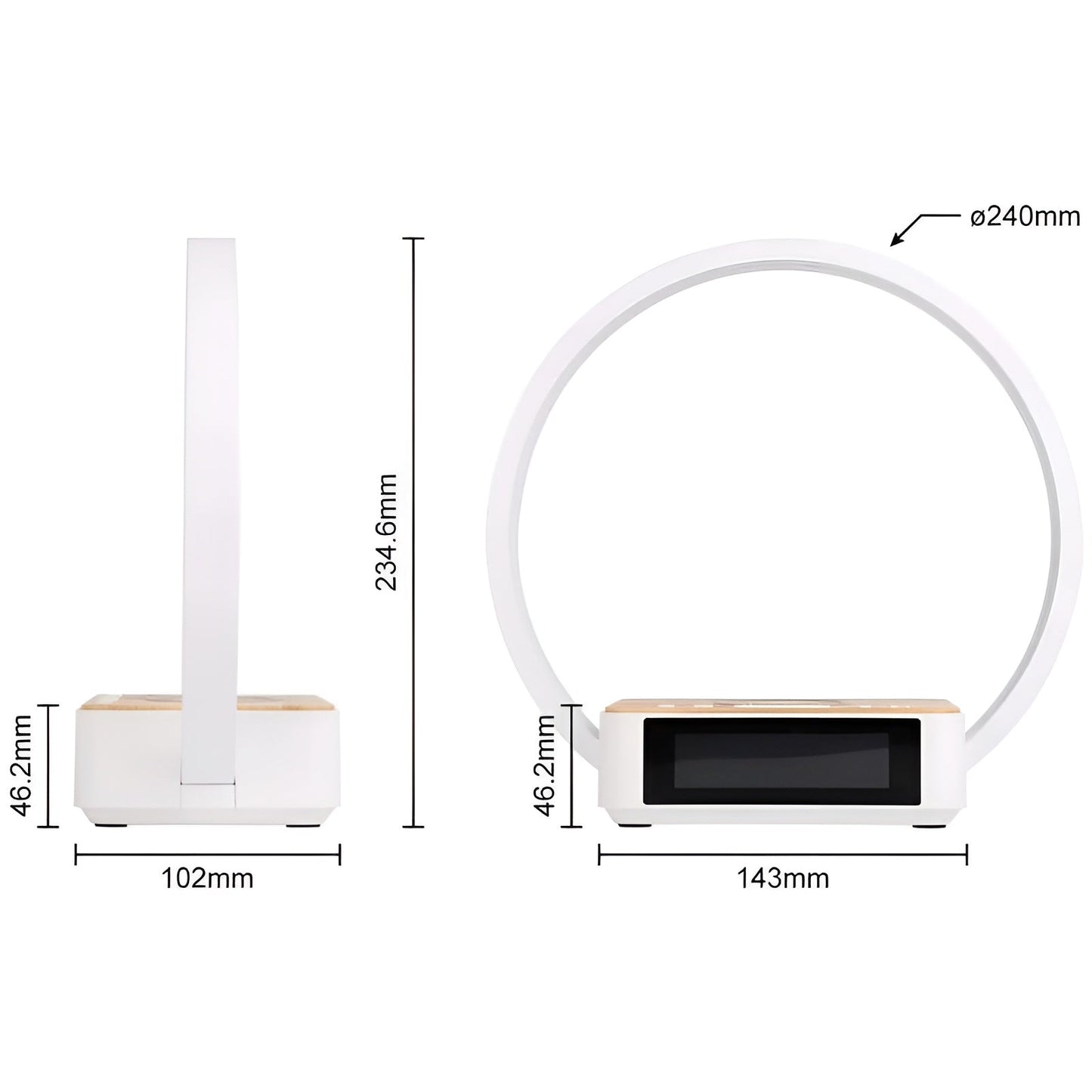 NovaGlow – Stilvolle Tischlampe mit kabelloser Ladestation und Weckerfunktion