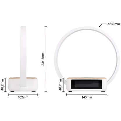 NovaGlow – Stilvolle Tischlampe mit kabelloser Ladestation und Weckerfunktion