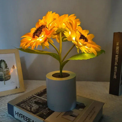 SolFlora LED Sonnenblumenlampe - Wiederaufladbare Tisch-Nachtlampe