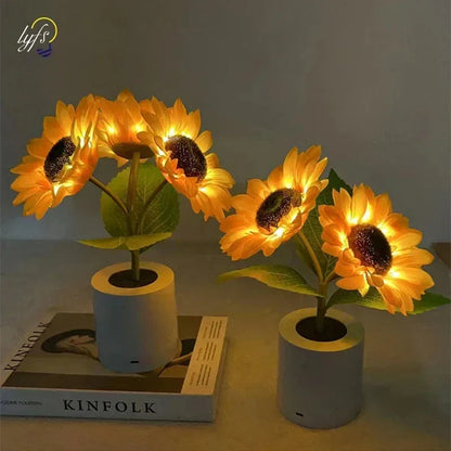 SolFlora LED Sonnenblumenlampe - Wiederaufladbare Tisch-Nachtlampe