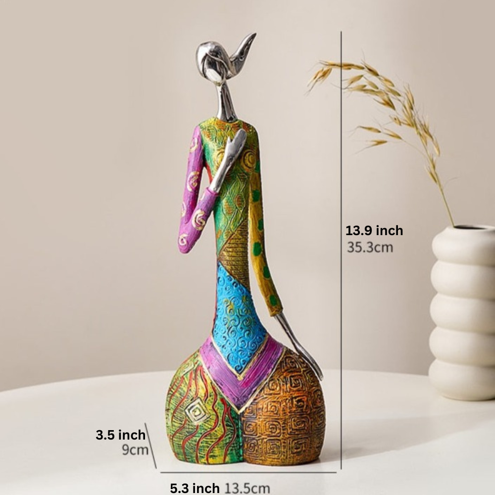 VividMuse – Abstrakte Frauen Skulpturen mit farbenfroher Eleganz