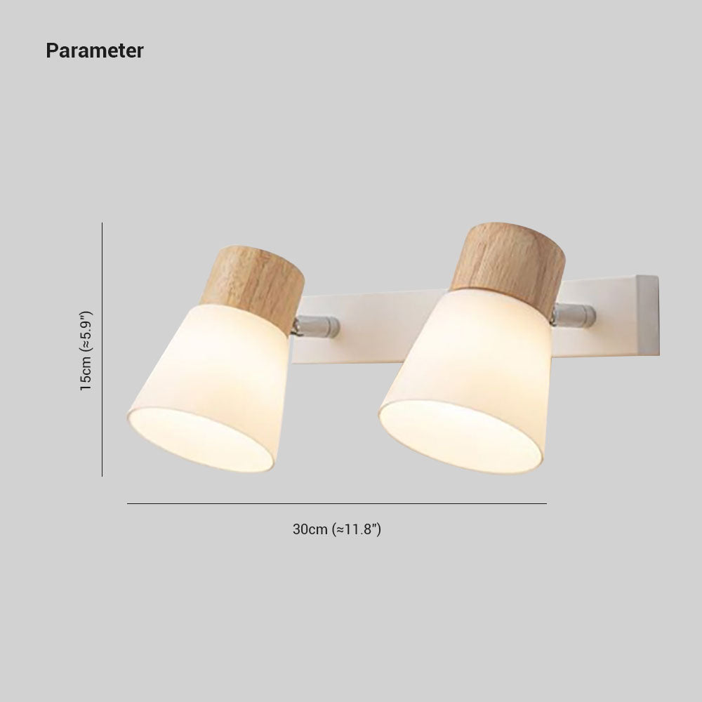 Ozawa Nordic LED Wandleuchte Holz/Glas Wohnzimmer/Esszimmer Weiß