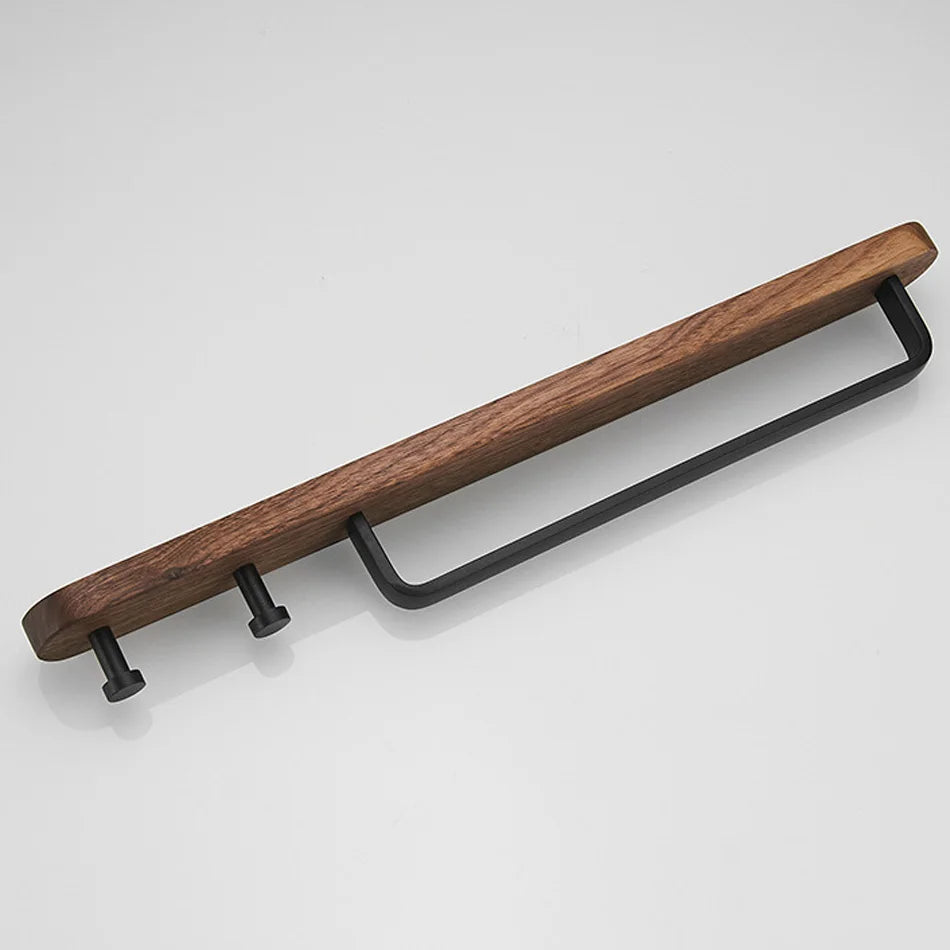 Aluminium Holz Badezimmer Handtuchstange mit 2 Haken Wandmontiert hängendes Regal