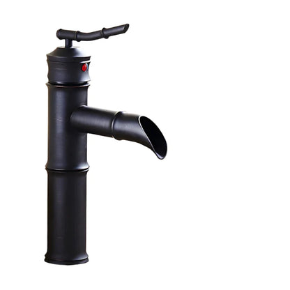Schwarzer Bambus Messing Wasserfall Badezimmer Waschbecken Armatur Mischbatterie