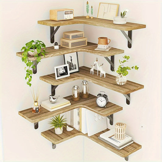 CornerShelf - schwebendes Eckregal Set von 3/5 - Holzlagerung für Zimmer