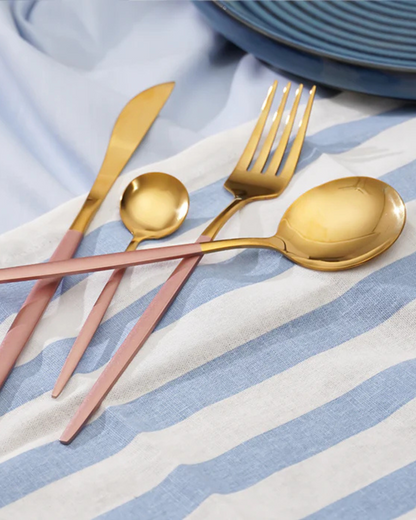 La Lumine – Luxus Besteckset mit goldenen Akzenten & mattschwarzen Griffen