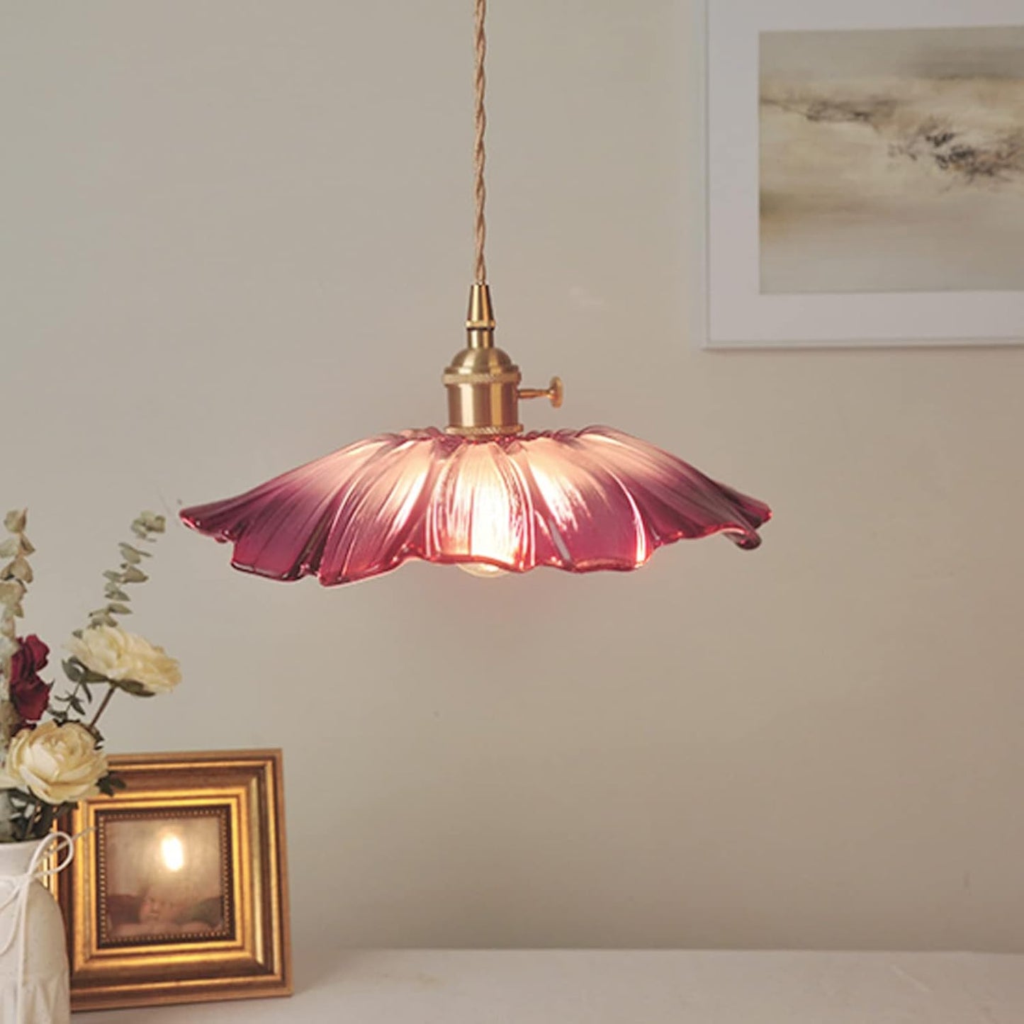 Vintage Florale Glas Pendelleuchte für das Esszimmer - Elegantes Retro-Design zur Beleuchtung Ihres Raumes