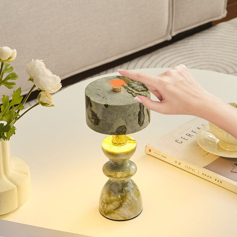 Garduru - Stilvolle LED Tischlampe Aus Marmor & Eisen Mit USB-Anschluss