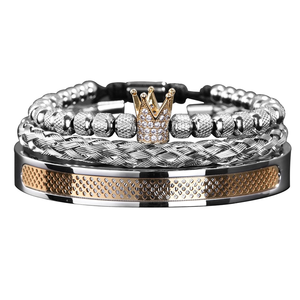 Crown Charm Armband – Goldplattierter Edelstahl mit Zirkonia – Verstellbar 18-21 cm