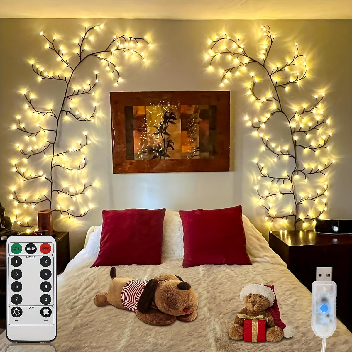 Weihnachtsrankenbaumlampe - 72/96 LED, 8 Beleuchtungsmodi, USB-Stecker, 4,7/6 Fuß