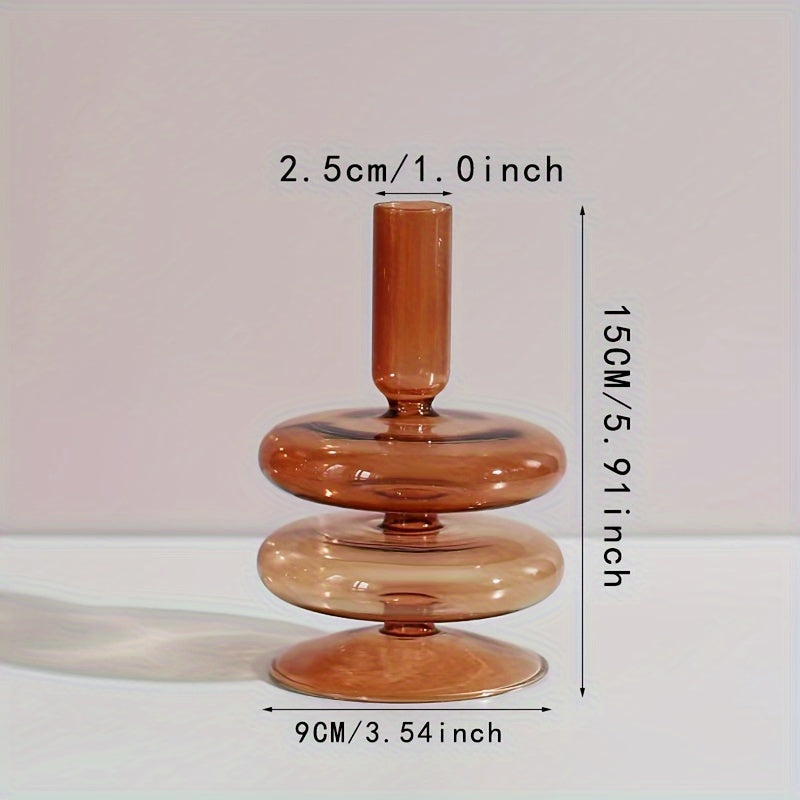 1 Stück Kreatives und Minimalistisches Glas-Teelichthalter-Set - Lackierte Glasvase Tischdekoration für Wohnzimmer, Esstisch und romantisches Abendessen