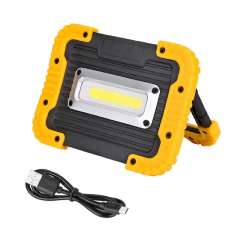Wiederaufladbare LED Baustellenstrahler – Tragbare Arbeitsleuchte mit USB und Robuster Hülle