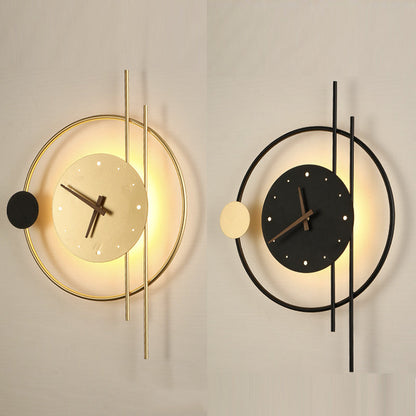 Garduru LED Wandlampe mit Uhr – Schwarz, Metall für Kinderzimmer