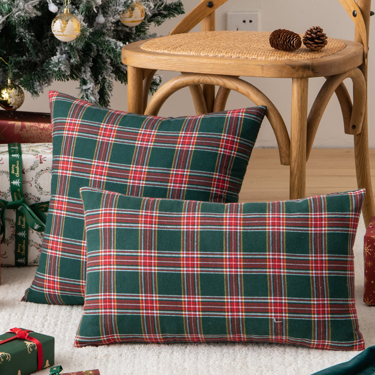 Weihnachtsfeier Traditionelle Schottische Karo-Quadrate Sofa/Couch Bezug