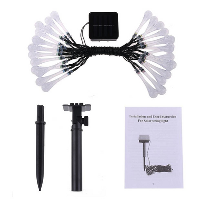 Solar LED Lichterkette – Bunte Tropfenlichter für Garten, Terrasse und Dekoration