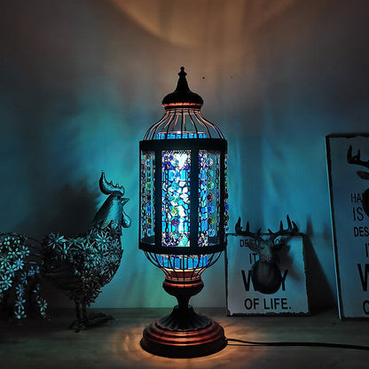 Garduru Vintage Türkische Tischlampe | Buntglas-Laterne | 1-flammig | Orientalisches Design