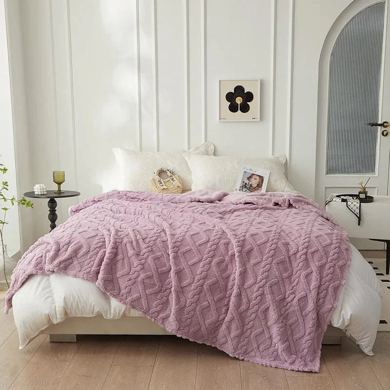 Doppelseitige Kuscheldecke aus Wolle