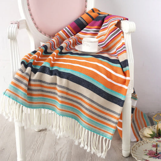 Regenbogen gestreiftes Quasten-Decke