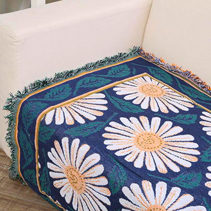 Bohemian Shiragiku Quasten Baumwoll Strickdecke