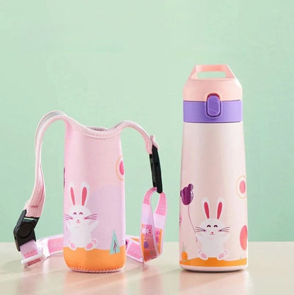 500ml Kinder Edelstahl Strohhalm Thermobecher mit Etui