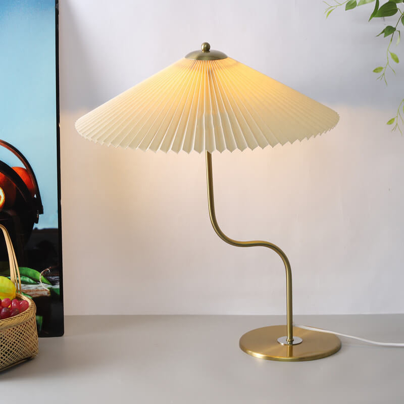 Garduru Retro Tischlampe Schirm Design | Faltenschirm | Dekorative Lampe | Stimmungslicht für Zuhause