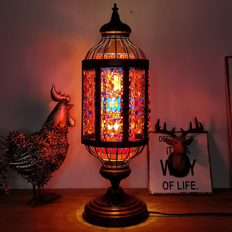 Garduru Vintage Türkische Tischlampe | Buntglas-Laterne | 1-flammig | Orientalisches Design