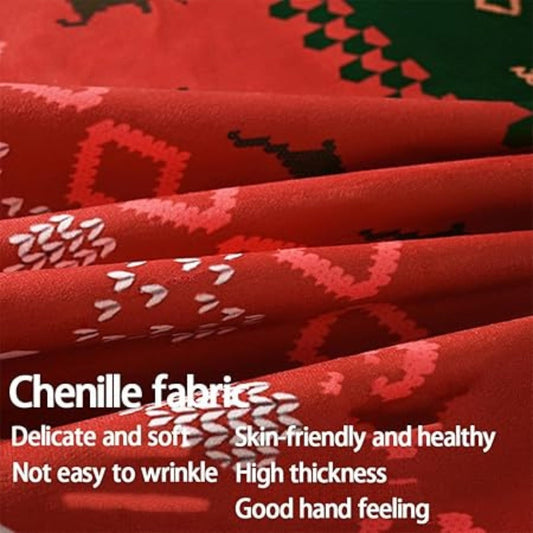 Festive Red Christmas Chenille Tischdecke