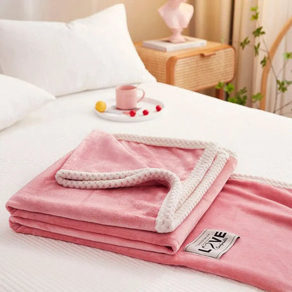 Flanell-Fleece Kuscheldecke in Rosa