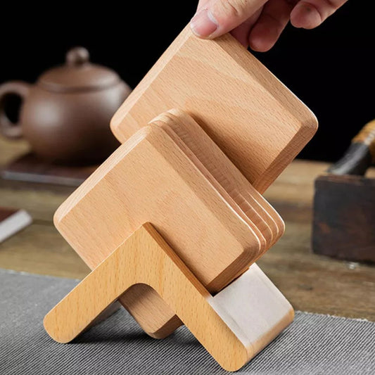 Sleek Stack Holzuntersetzer Set | 6 Stck