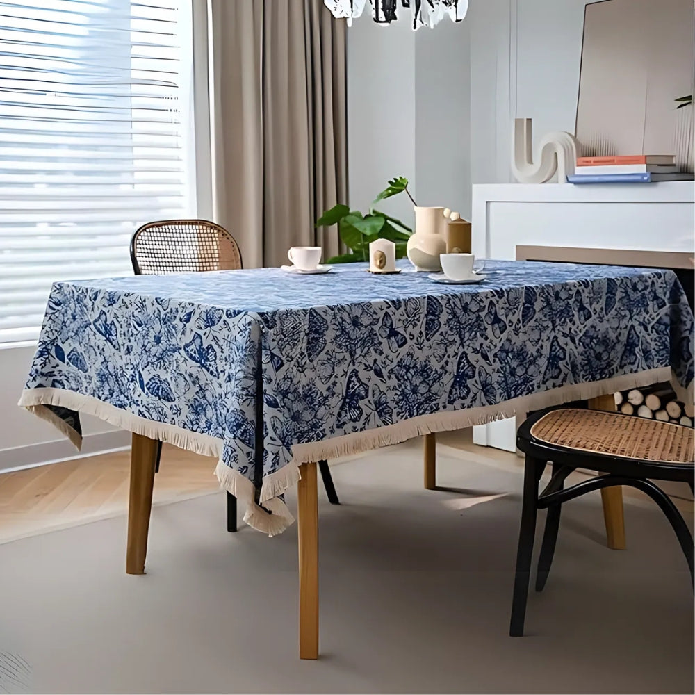 Blaue Schmetterlingsgarten-Tischdecke