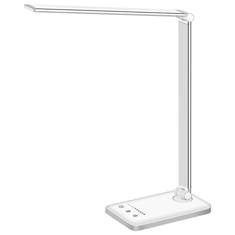 LED Schreibtischlampe - Tischlampe mit USB-Ladeanschluss, 5 Lichtmodi und Helligkeitsstufen