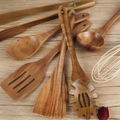 TeakMaster – Luxus Holz Küchenutensilien Set für ultimativen Kochkomfort (7-teilig)