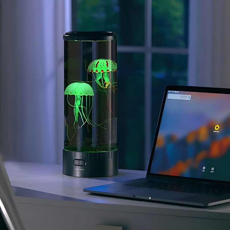 AquaGlow – Magische LED-Tischlampe mit beweglichen Qualle für eine beruhigende Atmosphäre
