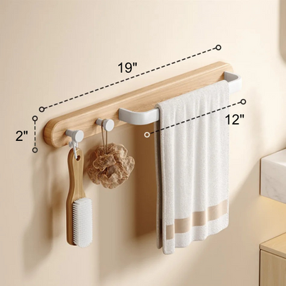 Aluminium Holz Badezimmer Handtuchstange mit 2 Haken Wandmontiert hängendes Regal